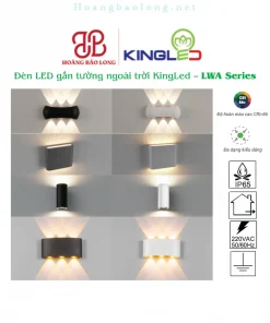 Hình catalogue đèn LED gắn tường ngoài trời KingLed LWA, chuẩn IP65, CRI>86 và nhiều mẫu chiếu sáng.