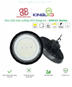 Hình catalogue đèn LED nhà xưởng KingLed UFO-01, hiệu năng chiếu sáng cao, tiết kiệm điện và dễ lắp đặt.