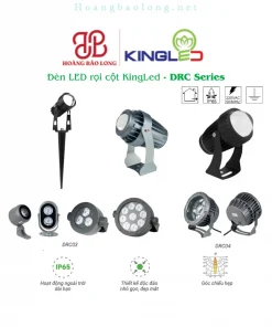 Hình catalogue đèn LED rọi cột KingLed DRC03 và DRC04, góc chiếu hẹp, kiểu dáng độc đáo cho công trình ngoài trời.
