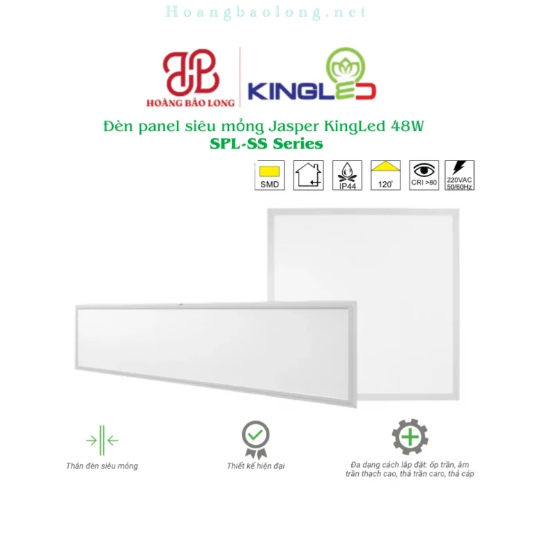 Hình catalogue đèn panel siêu mỏng Jasper KingLed SPL-SS, thiết kế hiện đại và linh hoạt nhiều kiểu lắp trần.