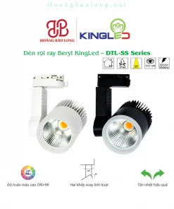 Hình catalogue đèn rọi ray Beryl KingLed DTL-SS, CRI>98, hai khớp xoay linh hoạt và tản nhiệt hiệu quả.