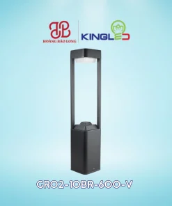 Đèn trụ sân vườn KingLED GR02-10BR-600-V 10W, ánh sáng 3000K, IP65, quang thông 625 lm, phù hợp chiếu sáng lối đi, bồn cây và cảnh quan ngoài trời.