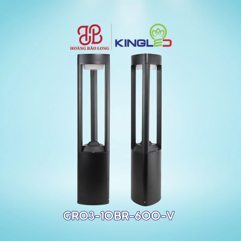 Đèn Trụ Sân Vườn KingLED 10W GR03-10BR-600-V Đèn trụ sân vườn KingLED GR03-10BR-600-V 10W, ánh sáng 3000K, IP65, quang thông 540 lm, phù hợp chiếu sáng lối đi, bồn cây và cảnh quan ngoài trời.