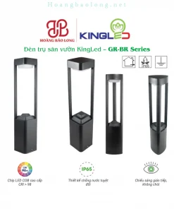 Hình catalogue đèn trụ sân vườn KingLed GR-BR, chip COB CRI>98, chống nước và chiếu sáng gián tiếp không chói.
