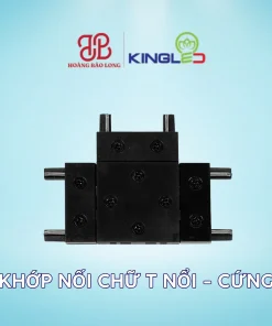 Khớp nối chữ T nổi - cứng KingLED RNCM-KNCT-N-C, kích thước 60 x 43 x 7 mm, liên kết ba nhánh ray lắp nổi thành bố cục chữ T. Dùng cho hệ ray nam châm RNCM KingLED.