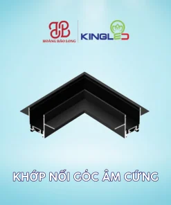 Khớp nối góc âm cứng KingLED RNCM-KNG-A-C, kích thước 100 x 100 x 67 x 35 mm, đổi hướng tuyến ray lắp âm tại góc bằng liên kết cứng. Dùng cho hệ ray nam châm.