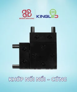 Khớp nối nổi - cứng KingLED RNCM-KNG-N-C, kích thước 43 x 43 x 27 mm, đổi hướng tuyến ray lắp nổi tại góc bằng liên kết cứng. Dùng cho hệ ray nam châm RNCM KingLED.
