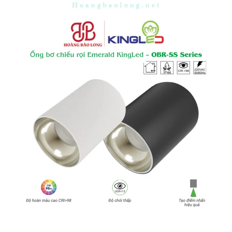 Hình catalogue ống bơ chiếu rọi Emerald KingLed OBR-SS, CRI>98, UGR