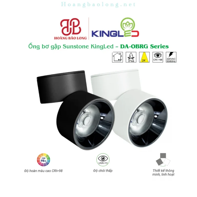 Hình catalogue ống bơ gập Sunstone KingLed DA-OBRG, CRI>98, UGR