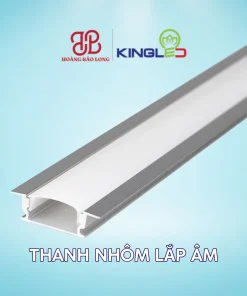 Thanh nhôm LED KingLED TNA-2407 dạng thanh nhôm lắp âm, kích thước 24,5 x 7 x 15 mm, dùng định hình LED dán và hoàn thiện khe sáng gọn cho nội thất.
