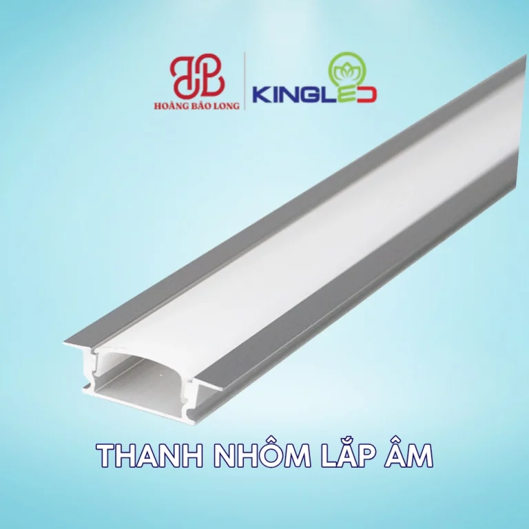 Thanh nhôm LED KingLED TNA-2407 dạng thanh nhôm lắp âm, kích thước 24,5 x 7 x 15 mm, dùng định hình LED dán và hoàn thiện khe sáng gọn cho nội thất.