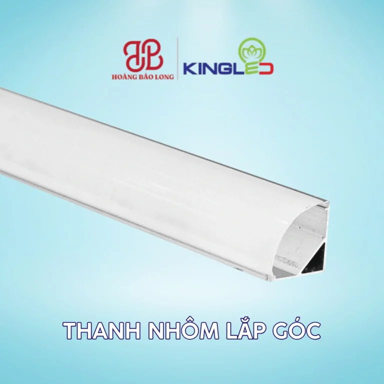 Thanh nhôm LED KingLED TNG-1616 dạng thanh nhôm lắp góc, kích thước 16 x 16 x 10 mm, dùng định hình LED dán và hoàn thiện khe sáng gọn cho nội thất.