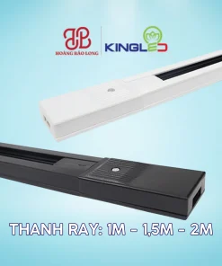 Thanh ray gắn đèn KingLED RAY1.0-D dài 1,0 m, màu đen, tạo tuyến cấp điện và vị trí trượt linh hoạt cho đèn rọi ray cùng hệ.