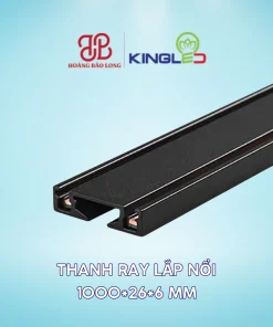 Thanh ray lắp nổi KingLED RNCM-RAYN-1-D, kích thước 1000 x 26 x 6 mm, tạo tuyến ray nam châm lắp nổi dài 1 mét. Dùng cho hệ ray nam châm RNCM KingLED.
