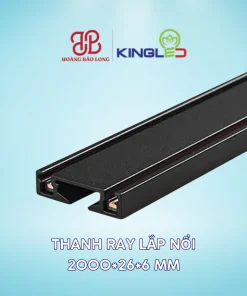 Thanh ray lắp nổi KingLED RNCM-RAYN-2-D, kích thước 2000 x 26 x 6 mm, tạo tuyến ray nam châm lắp nổi dài 2 mét. Dùng cho hệ ray nam châm RNCM KingLED.