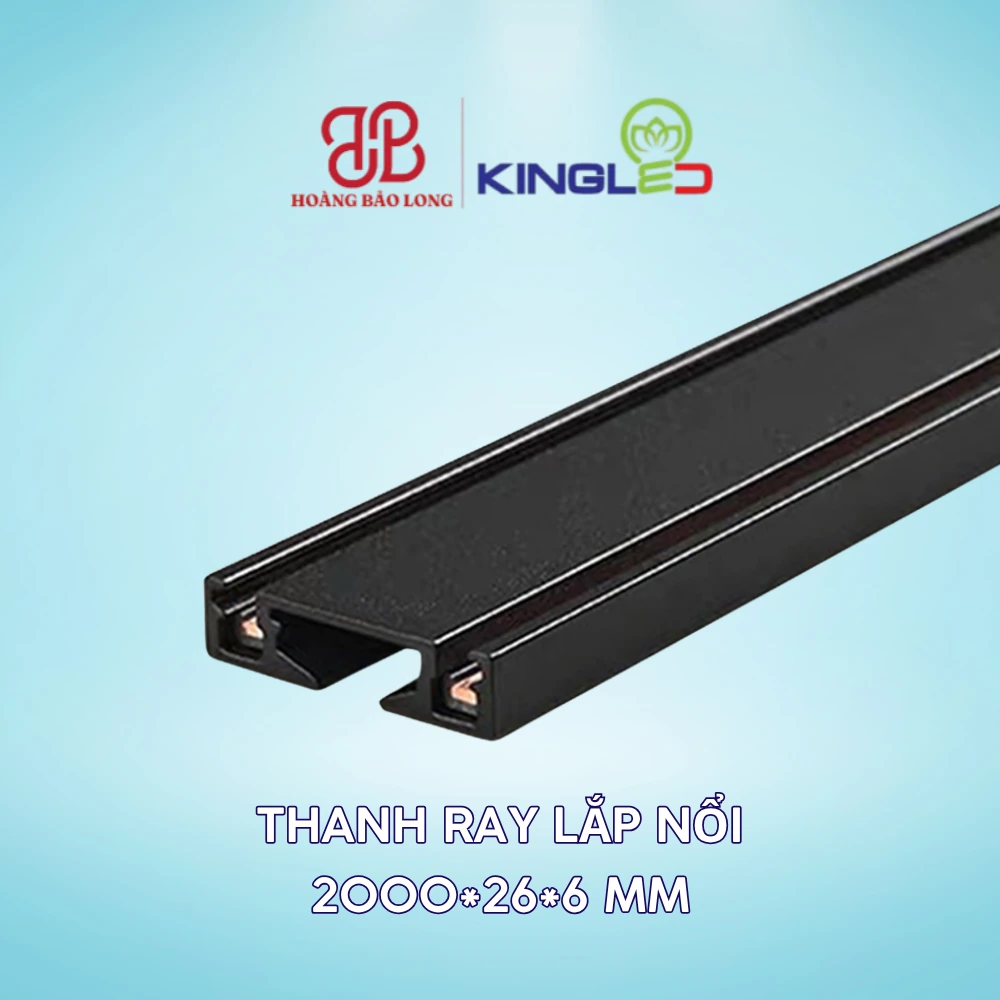 Thanh Ray Nam Châm Lắp Nổi 2m RNCM-RAYN-2-D KingLED Thanh ray lắp nổi KingLED RNCM-RAYN-2-D, kích thước 2000 x 26 x 6 mm, tạo tuyến ray nam châm lắp nổi dài 2 mét. Dùng cho hệ ray nam châm RNCM KingLED.